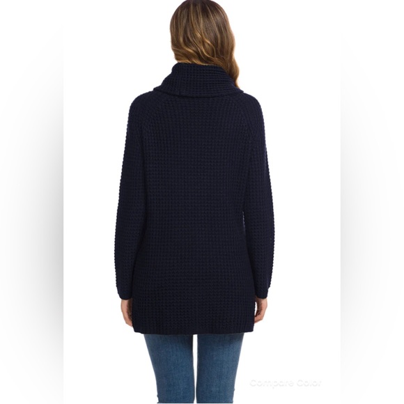 NWT! Womens Solid Chunky Button Pullover Sweater Turtle Cowl Neck Size M - Picture 3 of 12